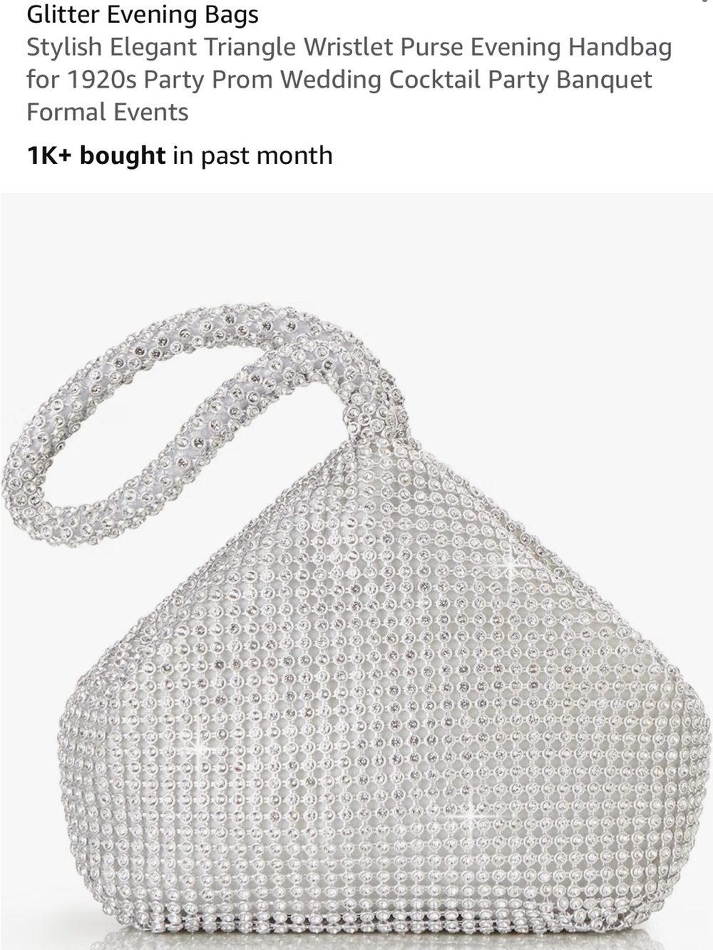 Elegant Silver Crystal Wristlet Evening Bag